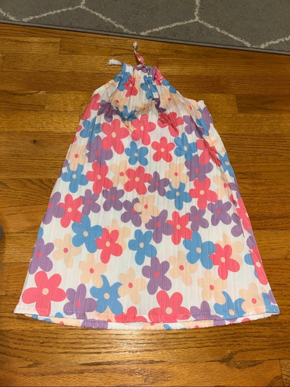 Girls Floral Halter Dress in Pink, Blue & Purple